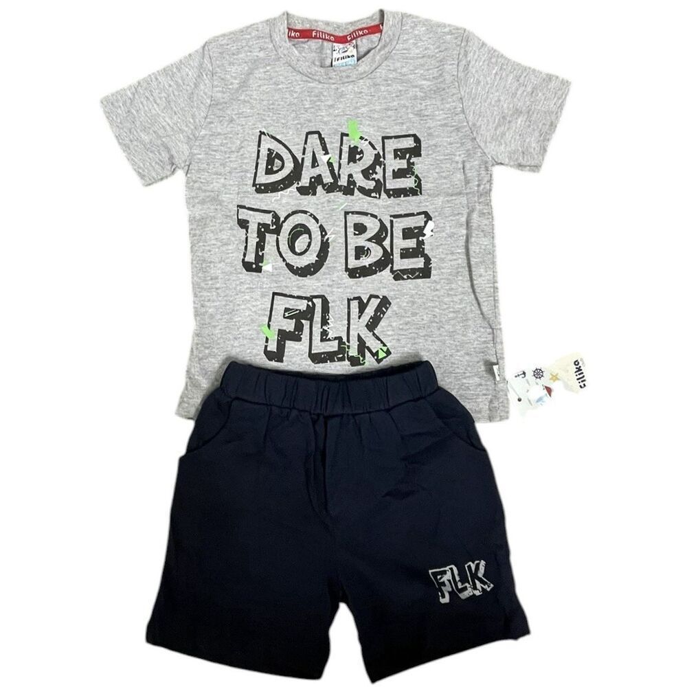 Kids Outfit Set 4Y Filika T-Shirt & Shorts Set Grey Navy Boys Summer Outfit